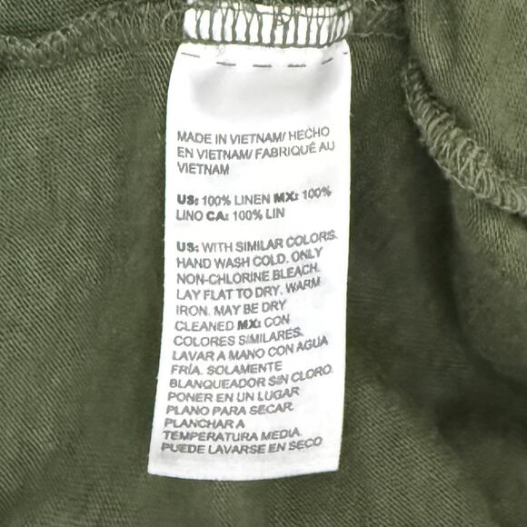 Chicos Shirt Womens Large 2 Green 100% Linen Casual Stretchy Pocketed Shirt - Picture 6 of 9